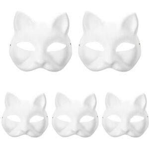 Maxpower (White) 5/10pcs Unpainted Masquerade Masks Blank Paper Masks Halloween Cat Masks Maxpower (White) 5/10pcs Unpainted Masquerade Masks Blank Paper Masks Halloween Cat Masks