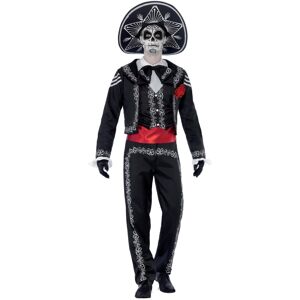 Smiffys Adult men's Day of the Dead Senor Bones Costume, Jacket, trousers, Mock Smiffys Adult men's Day of the Dead Senor Bones Costume, Jacket, trousers, Mock
