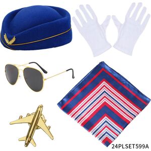 Unbranded (Style B) Pilot Attendant Flight Uniform Sunglasses Set Costume Cosplay Accessor Unbranded (Style B) Pilot Attendant Flight Uniform Sunglasses Set Costume Cosplay Accessor