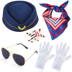 Unbranded (Style A) Pilot Attendant Flight Uniform Sunglasses Set Costume Cosplay Accessor Unbranded (Style A) Pilot Attendant Flight Uniform Sunglasses Set Costume Cosplay Accessor