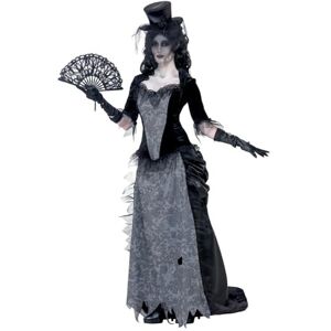 Smiffys Ghost Town Black Widow Costume, Grey with Top, Skirt, Hat, Halloween Adu Smiffys Ghost Town Black Widow Costume, Grey with Top, Skirt, Hat, Halloween Adu