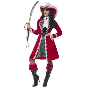 Smiffys Deluxe Authentic Lady Captain Costume, Red with Dress, Jacket, Neck Tie Smiffys Deluxe Authentic Lady Captain Costume, Red with Dress, Jacket, Neck Tie