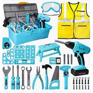 LOYO Kids Tool Set 50 Pcs Kids Construction Toys with Vest, Tool Box with Electr LOYO Kids Tool Set 50 Pcs Kids Construction Toys with Vest, Tool Box with Electr