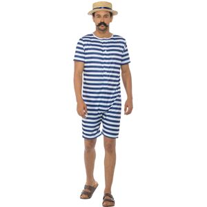 Rubies Men's Blue and White Striped Retro Swimsuit Costume Rubies Men's Blue and White Striped Retro Swimsuit Costume