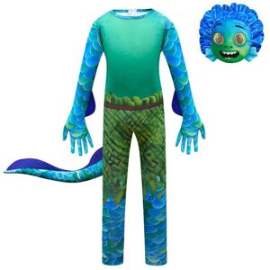 Unbranded (120cm) Kids Moive Luca Jumpsuit Mask Gloves Cosplay Costume Fancy Halloween Up Unbranded (120cm) Kids Moive Luca Jumpsuit Mask Gloves Cosplay Costume Fancy Halloween Up