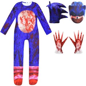 Unbranded (4pcs, 140cm) Hedgehog The Sonic Kids Halloween Jumpsuit Cosplay Costume Fancy D Unbranded (4pcs, 140cm) Hedgehog The Sonic Kids Halloween Jumpsuit Cosplay Costume Fancy D