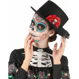 Rubies Black top hat skull red flower Dia de los muertos adult Rubies Black top hat skull red flower Dia de los muertos adult