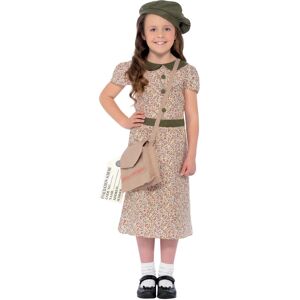 Smiffys Evacuee Girl Costume, Patterned with Dress, Satchel, ID Tag & Beret, Gir Smiffys Evacuee Girl Costume, Patterned with Dress, Satchel, ID Tag & Beret, Gir