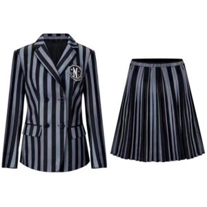 Unbranded (M) Addams Halloween Wednesday Role Playing Adult School Uniform Costume Set Unbranded (M) Addams Halloween Wednesday Role Playing Adult School Uniform Costume Set