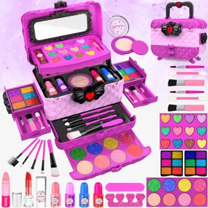 FHNSEL 54 Pcs Kids Makeup Kits for Little Girls, Princess Real Washable Pretend Play Co FHNSEL 54 Pcs Kids Makeup Kits for Little Girls, Princess Real Washable Pretend Play Co