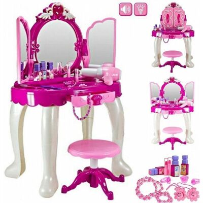 Trendi Girls Mirror Makeup Dressing Table Stool Play set Vanity Light, music. Trendi Girls Mirror Makeup Dressing Table Stool Play set Vanity Light, music.