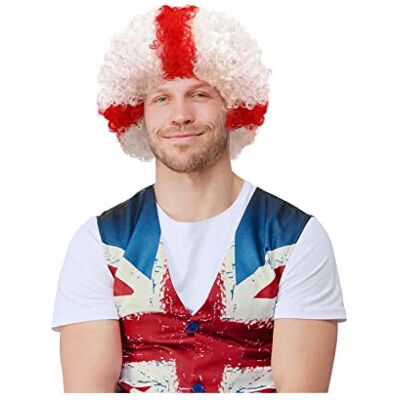 Smiffy's 54005 England Afro Wig, Unisex Adult, Red, One Size Smiffy's 54005 England Afro Wig, Unisex Adult, Red, One Size