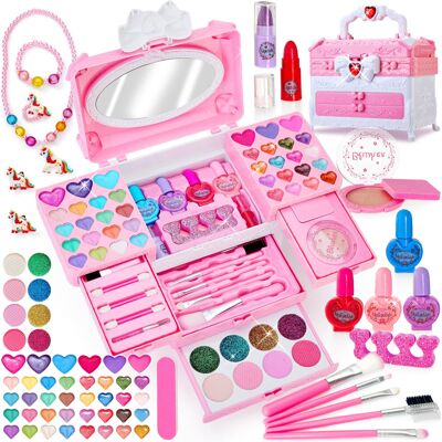 Lubibi Kids Makeup Set for Girls, 67 PCS Washable Kids Make Up Toys With Necklace, Non- Lubibi Kids Makeup Set for Girls, 67 PCS Washable Kids Make Up Toys With Necklace, Non-