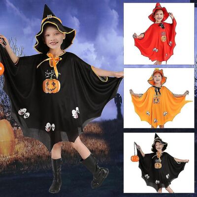 Unbranded (Black) Halloween Costume Cape Cloak + Hat Children's Witch Pumpkin Show Accesso Unbranded (Black) Halloween Costume Cape Cloak + Hat Children's Witch Pumpkin Show Accesso