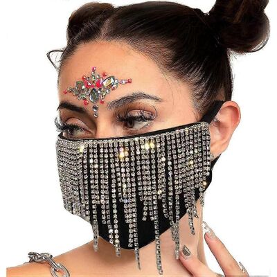 konhill (As show, One size) Crystal Face Masks Black Tassels Rhinestone Mask Masquerade konhill (As show, One size) Crystal Face Masks Black Tassels Rhinestone Mask Masquerade