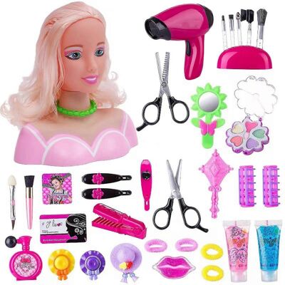 FitVille (As show, One size) 2024 NEW 35pcs Styling Head Kids Make Up Kids Hairdressing M FitVille (As show, One size) 2024 NEW 35pcs Styling Head Kids Make Up Kids Hairdressing M