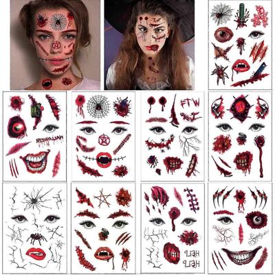 konhill (As show, One size) Halloween Face Tattoos Makeup Kit (9 Pack), 3D Day of the De konhill (As show, One size) Halloween Face Tattoos Makeup Kit (9 Pack), 3D Day of the De