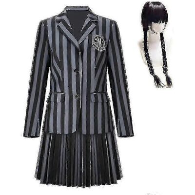 Kikidex (Child S, Without wig) Wednesday Addams Cosplay Costume Set Nevermore Academy Sc Kikidex (Child S, Without wig) Wednesday Addams Cosplay Costume Set Nevermore Academy Sc