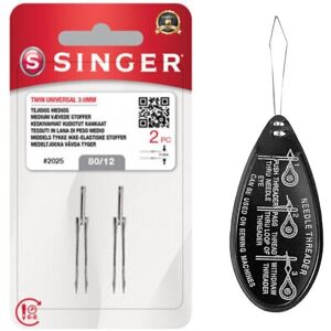 Singer 2025 Twin Universal Sewing Machine Needles 3.0mm 80/12 (2-Pack) with Larg Singer 2025 Twin Universal Sewing Machine Needles 3.0mm 80/12 (2-Pack) with Larg