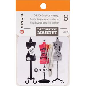 Singer Gold Eye Embroidery Needles On Collectible Magnet-6/Pkg Dressform Magnet Singer Gold Eye Embroidery Needles On Collectible Magnet-6/Pkg Dressform Magnet