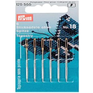 Prym 1.20 x 50 mm Number 18 Tapestry Blunt Point with Eye Embroidery Needles, Pa Prym 1.20 x 50 mm Number 18 Tapestry Blunt Point with Eye Embroidery Needles, Pa