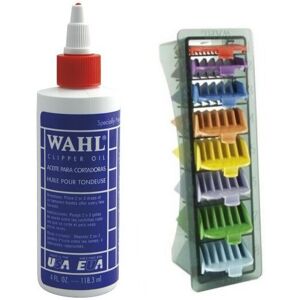 Wahl Clipper Oil 4oz and Wahl 1-8 Coloured Clipper Comb Set Wahl Clipper Oil 4oz and Wahl 1-8 Coloured Clipper Comb Set