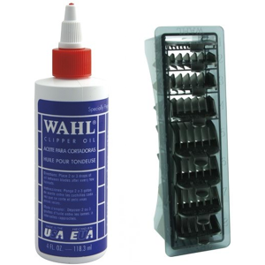 Wahl Clipper Oil 4oz and Wahl 1-8 Black Clipper Comb Set Wahl Clipper Oil 4oz and Wahl 1-8 Black Clipper Comb Set