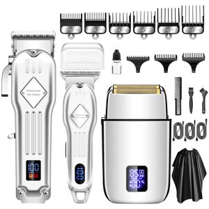 Unbranded (USB model, Silver) 3-piece electric hair clipper set full metal professional el Unbranded (USB model, Silver) 3-piece electric hair clipper set full metal professional el