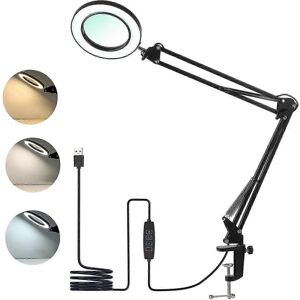 Unbranded LED Magnifying Lamp with Clamp, 3-Color Desk Lamp with 10-Level Adjustable Brigh Unbranded LED Magnifying Lamp with Clamp, 3-Color Desk Lamp with 10-Level Adjustable Brigh