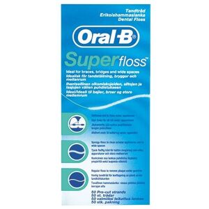 Oral-B SuperFloss Super Dental Floss for Braces Bridges - 50 Metres Oral-B SuperFloss Super Dental Floss for Braces Bridges - 50 Metres