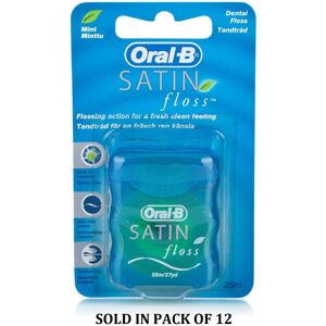 Oral-B 12 x Oral B Satin Dental Floss 25m/27yd Mint Oral-B 12 x Oral B Satin Dental Floss 25m/27yd Mint