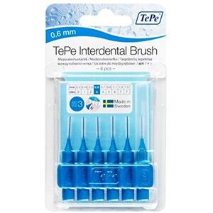 TePe Interdental Brush Blue 0.6mm - Pack of 6 for Precise Between-Teeth Cleaning TePe Interdental Brush Blue 0.6mm - Pack of 6 for Precise Between-Teeth Cleaning