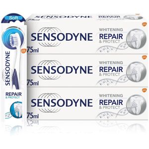 Sensodyne Sensitive Repair and Protect Whitening Toothpaste (Pack of 3) and Toot Sensodyne Sensitive Repair and Protect Whitening Toothpaste (Pack of 3) and Toot