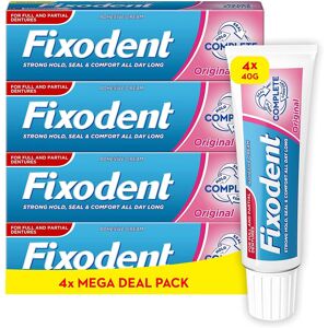 Fixodent Complete Denture Adhesives Cream, 4x40g, Saving Pack, 10X Stronger Hold vs. No A Fixodent Complete Denture Adhesives Cream, 4x40g, Saving Pack, 10X Stronger Hold vs. No A