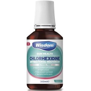 Wisdom 0.2% Chlorhexidine Mint Antibacterial Mouthwash - 300ml Wisdom 0.2% Chlorhexidine Mint Antibacterial Mouthwash - 300ml