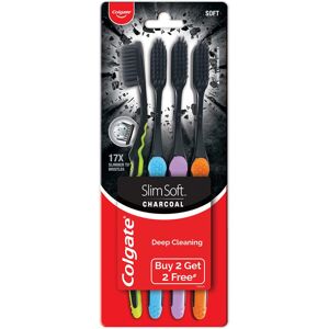 Colgate Slim Soft Charcoal Toothbrush 17x Slimmer Soft Tip Bristles (Buy 2 Get 2 Colgate Slim Soft Charcoal Toothbrush 17x Slimmer Soft Tip Bristles (Buy 2 Get 2