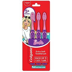 Colgate Kids Barbie Toothbrush, Extra Soft with Tongue Cleaner (Pack of 3) Kid M Colgate Kids Barbie Toothbrush, Extra Soft with Tongue Cleaner (Pack of 3) Kid M