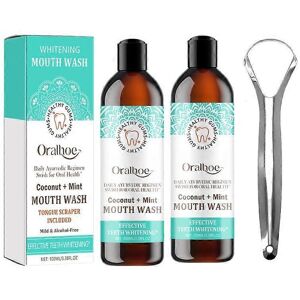 Unbranded 2Pcs Coconut Oil Pulling Mouthwash with Peppermint Oils & Tongue Scraper Unbranded 2Pcs Coconut Oil Pulling Mouthwash with Peppermint Oils & Tongue Scraper