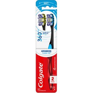 Colgate 360 Advanced Floss-Tip Soft Bristles Toothbrush for Adults 2 Pack Colgate 360 Advanced Floss-Tip Soft Bristles Toothbrush for Adults 2 Pack