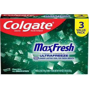 Colgate Max Fresh with Whitening Toothpaste with Mini Breath Strips Clean Mint Colgate Max Fresh with Whitening Toothpaste with Mini Breath Strips Clean Mint