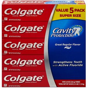 Colgate Cavity Protection Regular Flavor Fluoride Toothpaste 8 Ounce Tube 5 Tube Colgate Cavity Protection Regular Flavor Fluoride Toothpaste 8 Ounce Tube 5 Tube