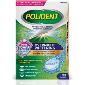 Polident Overnight Whitening Antibacterial Dental Appliance Cleanser Tablets 90 Polident Overnight Whitening Antibacterial Dental Appliance Cleanser Tablets 90