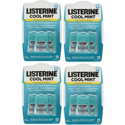 Listerine Cool Mint Pocketpak Breath Strip, (Pack of 12) Listerine Cool Mint Pocketpak Breath Strip, (Pack of 12)