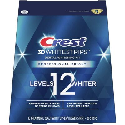 Crest 3D Whitestrips Professional Bright Levels 12 Teeth Whitening Kit, 18 Treat Crest 3D Whitestrips Professional Bright Levels 12 Teeth Whitening Kit, 18 Treat