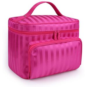 Unbranded (StripeRoseRed) Large capacity wash bag with zipper travel cosmetic bag striped Unbranded (StripeRoseRed) Large capacity wash bag with zipper travel cosmetic bag striped