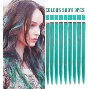 HKHBJS 21'' 9pcs Princess Party Highlight Teal Hair Pieces Colored Hair Extensions Clip HKHBJS 21'' 9pcs Princess Party Highlight Teal Hair Pieces Colored Hair Extensions Clip
