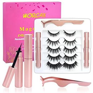 WORCAX Magnetic Eyelashes, Eye Lashes With 5 Pairs of Magnetic Lashes - 2 Tubes of Magn WORCAX Magnetic Eyelashes, Eye Lashes With 5 Pairs of Magnetic Lashes - 2 Tubes of Magn