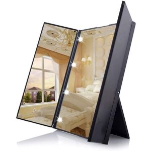 GOPatriot Memory Tri-Fold Makeup Mirror Compact Pocket Travel Mirror with 8 LED Lights with Batte GOPatriot Memory Tri-Fold Makeup Mirror Compact Pocket Travel Mirror with 8 LED Lights with Batte