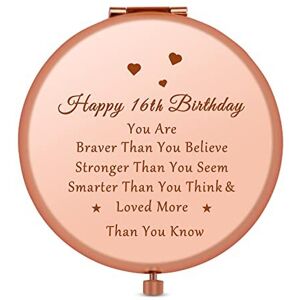 Jielahua Sweet 16 Travel Makeup Mirror - Rose Gold, Double-Sided 2x Magnification, Compac Jielahua Sweet 16 Travel Makeup Mirror - Rose Gold, Double-Sided 2x Magnification, Compac