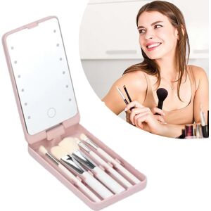 Unbranded (Pink) White Travel Makeup Brush Set with LED Light Mirror Unbranded (Pink) White Travel Makeup Brush Set with LED Light Mirror